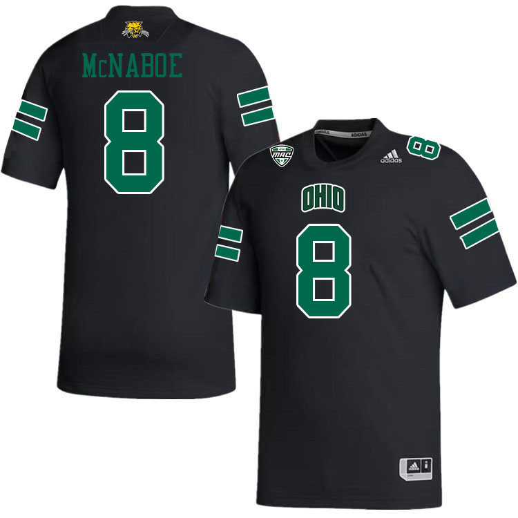 Ohio Bobcats #8 Ben McNaboe College Football Jerseys Stitched-Black